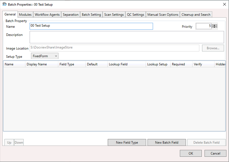 Batch Setup General