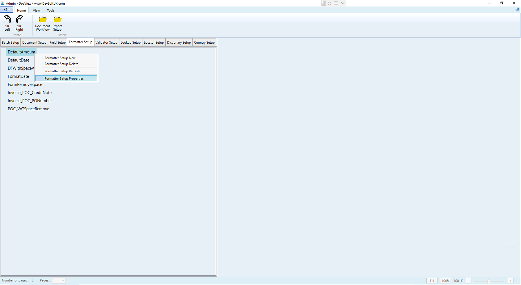 Field Setup Properties