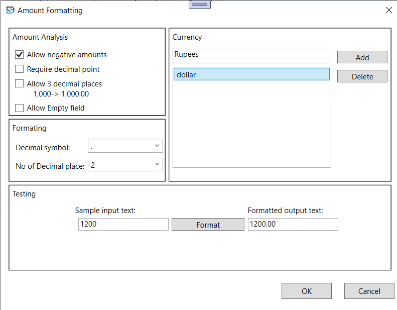 Formatter Setup Properties