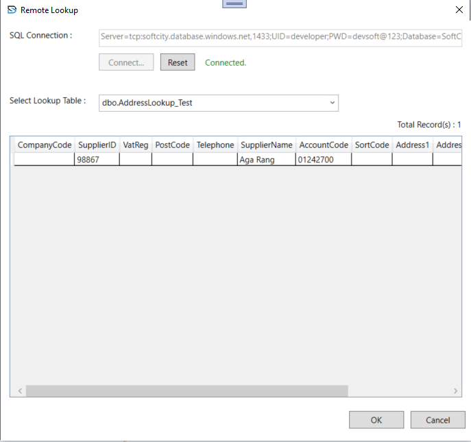 Lookup Setup Properties